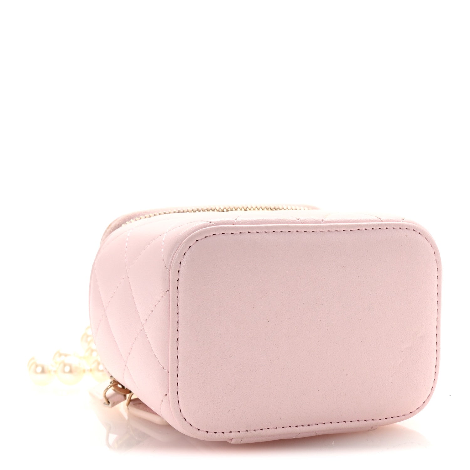 Chanel Lambskin Quilted Mini Vanity Case With Pearl Chain Light Pink 4 of 10