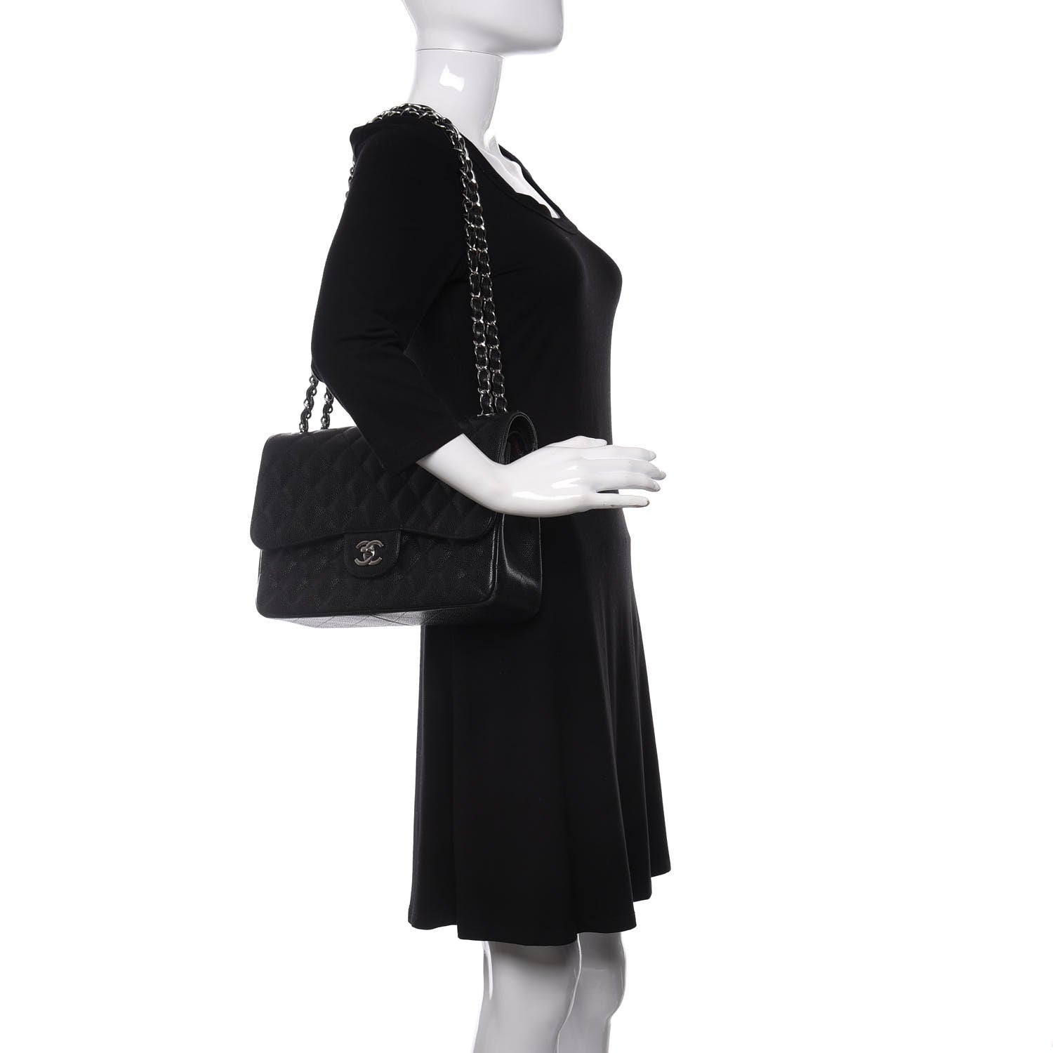 Chanel Caviar Quilted Jumbo Double Flap Black 2 of 13