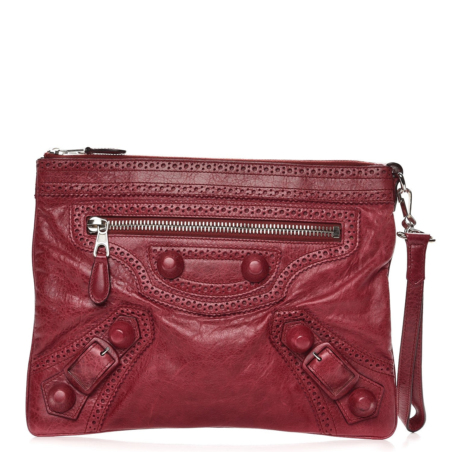 Balenciaga Agneau Giant Brogues Hardware Flat Handle Clutch Pourpre 1 of 7
