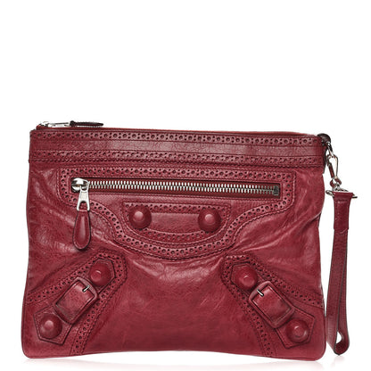 Balenciaga Agneau Giant Brogues Hardware Flat Handle Clutch Pourpre 1 of 7
