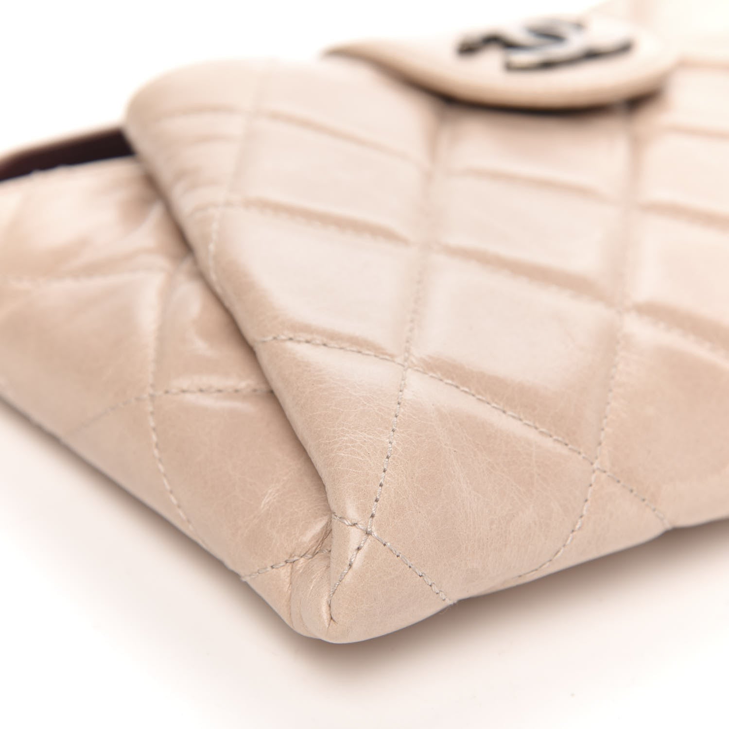Chanel Glazed Calfskin Quilted Coco Pleats Chain Clutch Light Pink 8 of 12