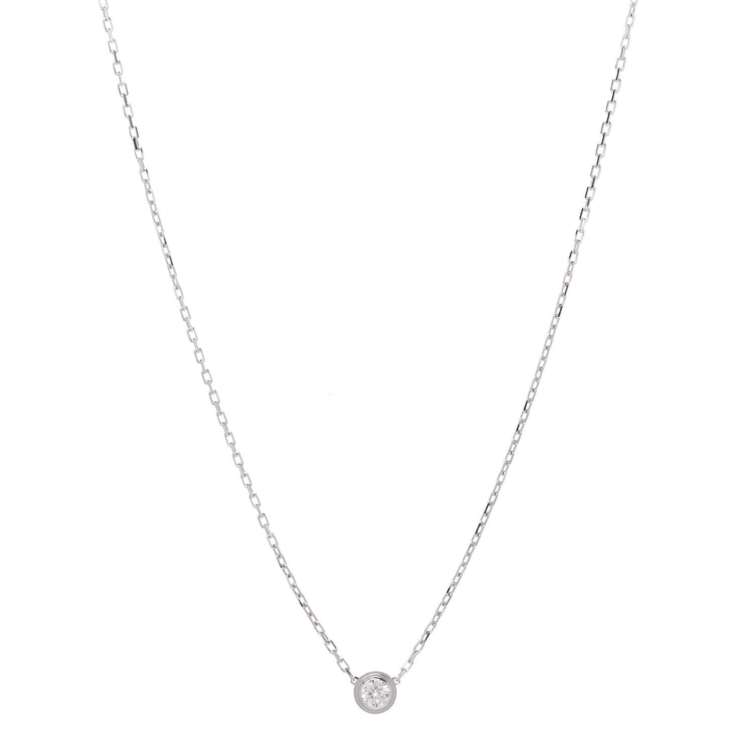 Cartier 18K White Gold Diamond LM D'Amour Pendant Necklace 1 of 6
