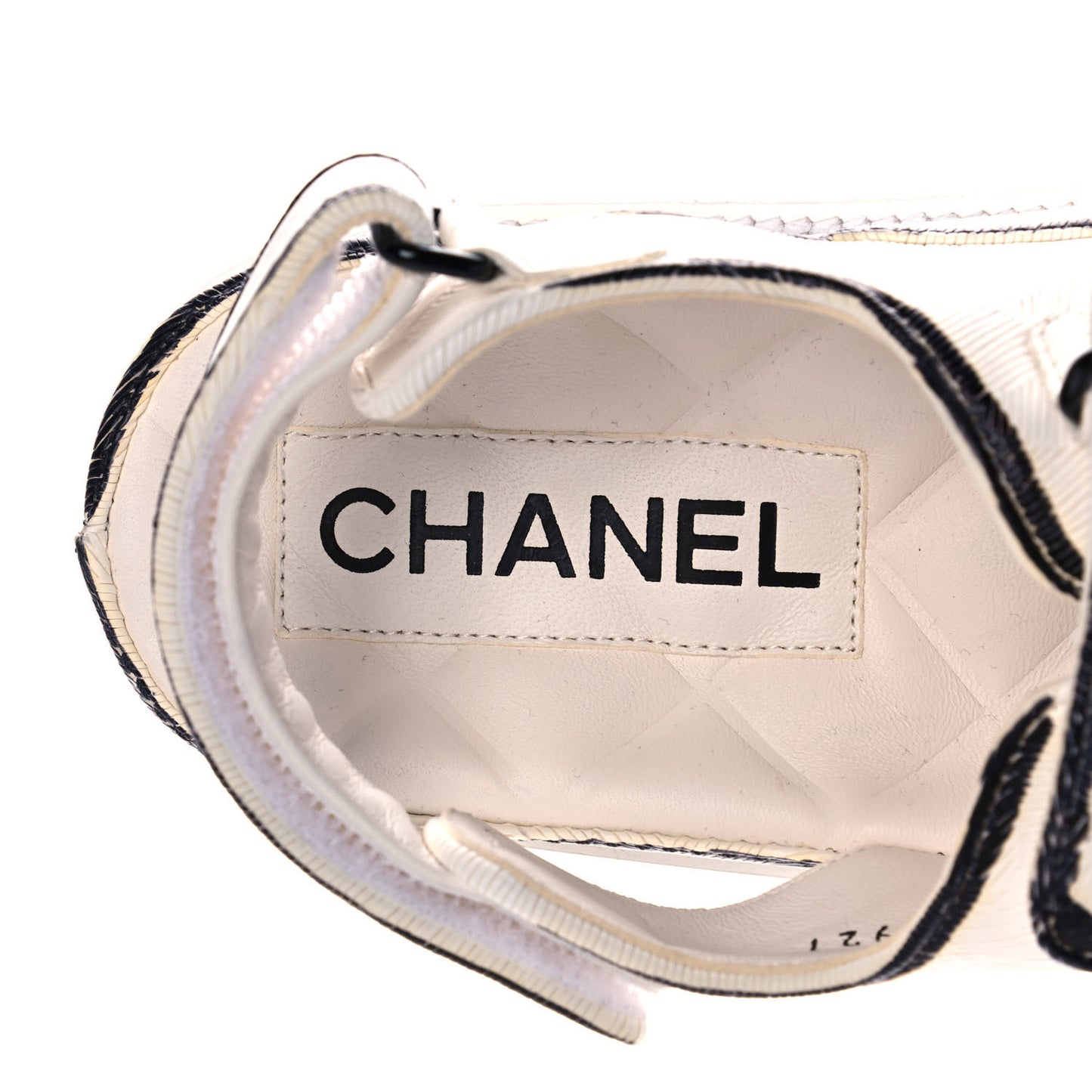 Calfskin Printed Velcro Dad Sandals 38 White Black