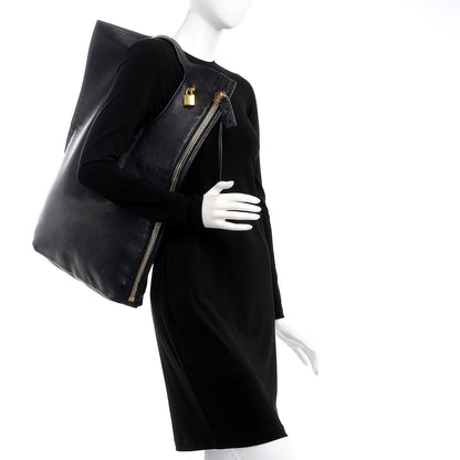Tom Ford Grained Calfskin Large Alix Padlock Zip Shoulder Bag Black 2 of 9