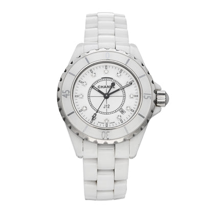 Chanel Stainless Steel Ceramic Diamond 33mm J12 Quartz Watch White 1 of 5