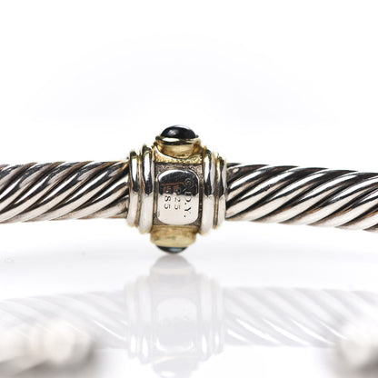 David Yurman Sterling Silver 14K Yellow Gold Chrome Diopside Blue Topaz 5mm Cable Renaissance Station Bracelet 4 of 4