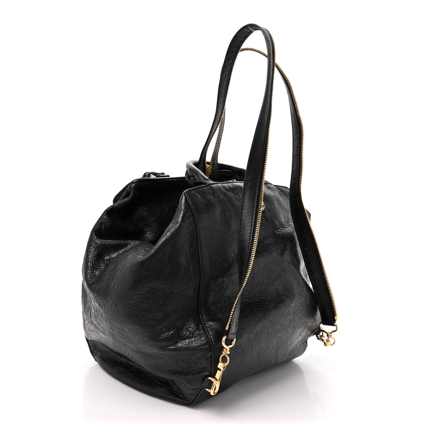 Agneau Giant 12 Gold Hardware Zip Traveler Backpack Black
