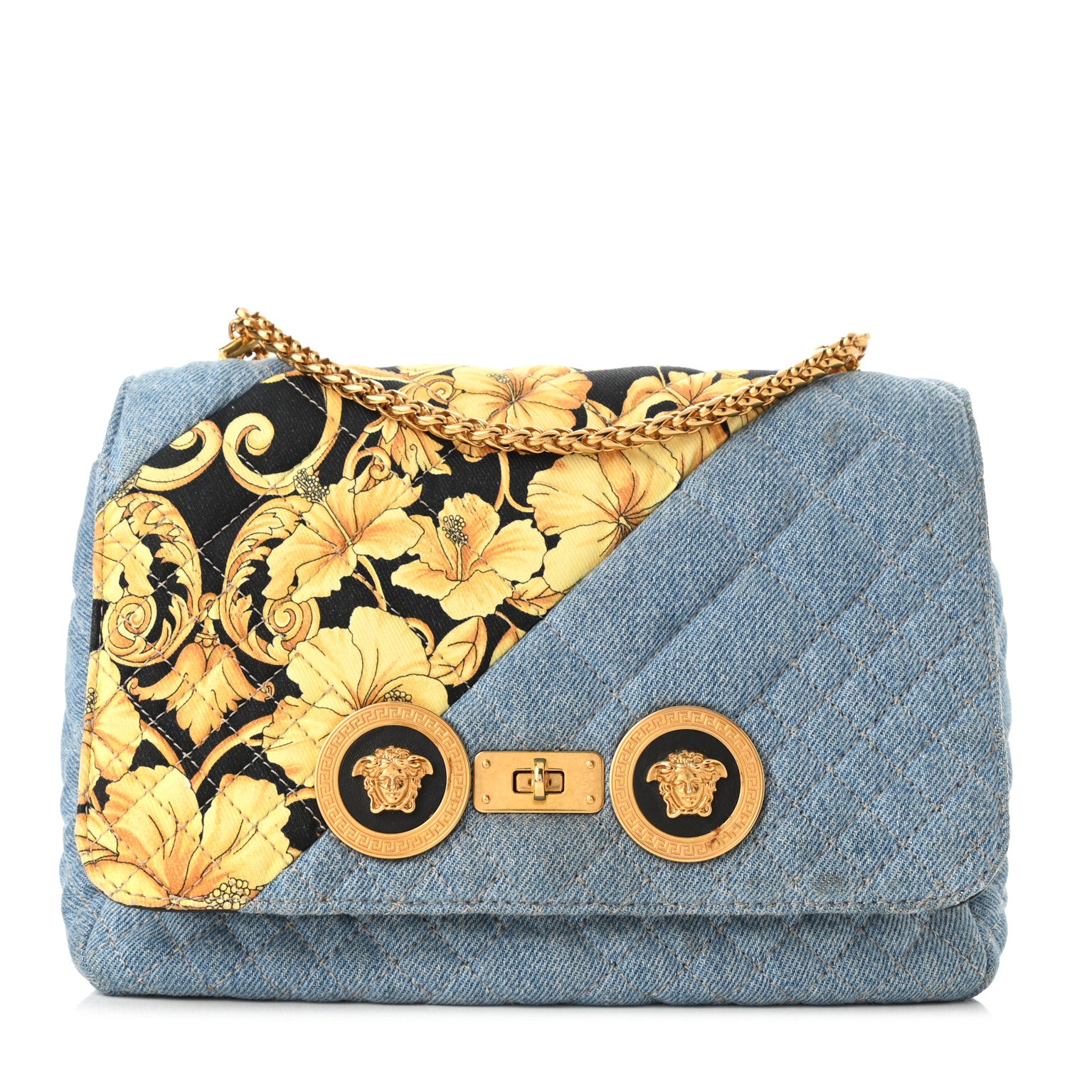 Versace Denim Barocco Printed Icon Small Crossbody Bag Blue 2 of 9