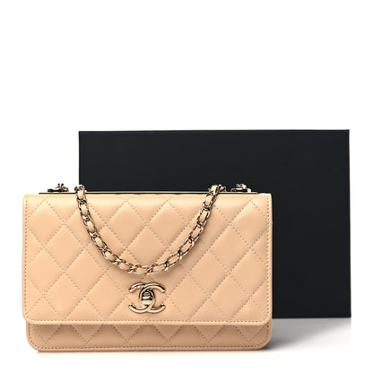 Chanel Lambskin Quilted Trendy CC Wallet On Chain WOC Beige 11 of 11