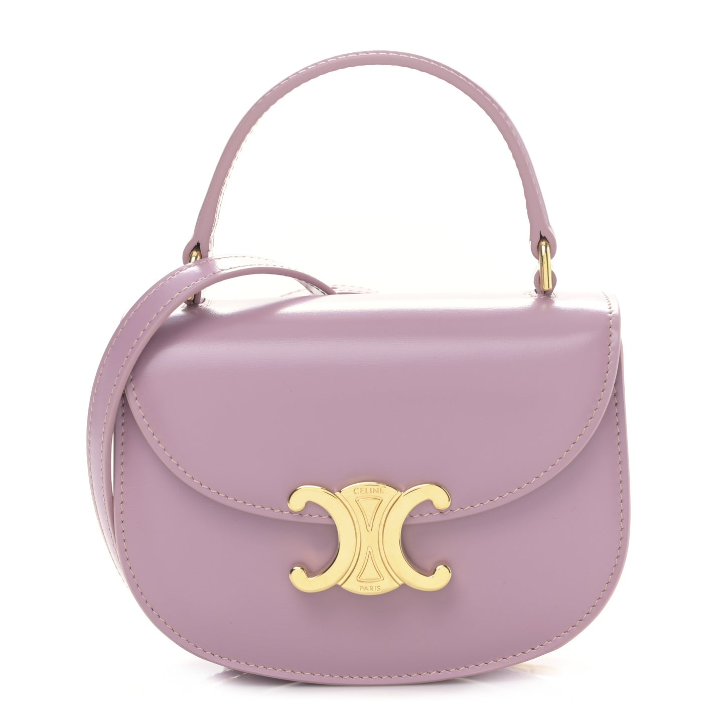Shiny Calfskin Triomphe Mini Besace Clea Petal