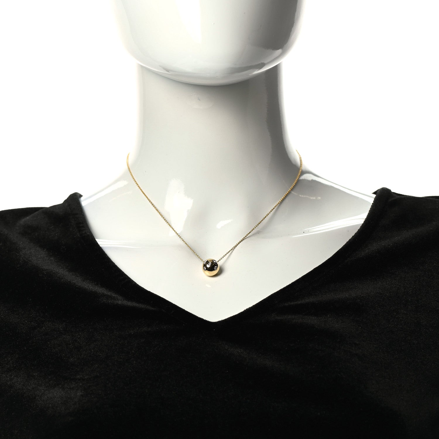 Tiffany 18K Yellow Gold Platinum Diamond Etoile Ball Pendant Necklace 2 of 6