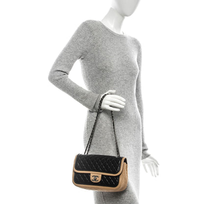 Chanel Lambskin Classic Twist Flap Black Beige 2 of 6