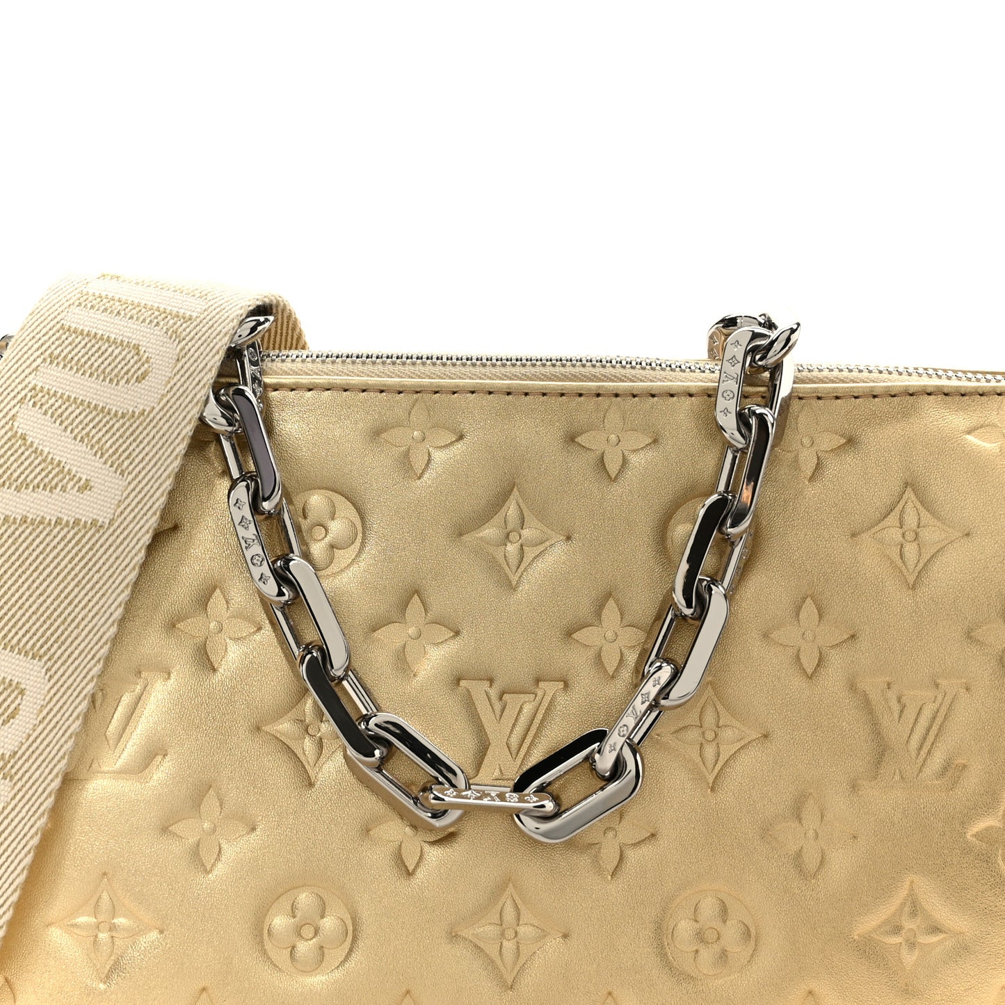 Lambskin Embossed Monogram Coussin PM Gold