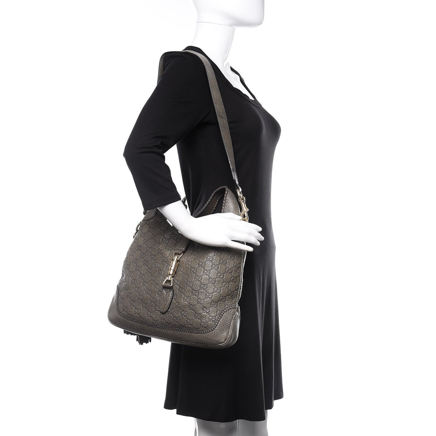 Guccissima Medium New Jackie Shoulder Bag Olive Green
