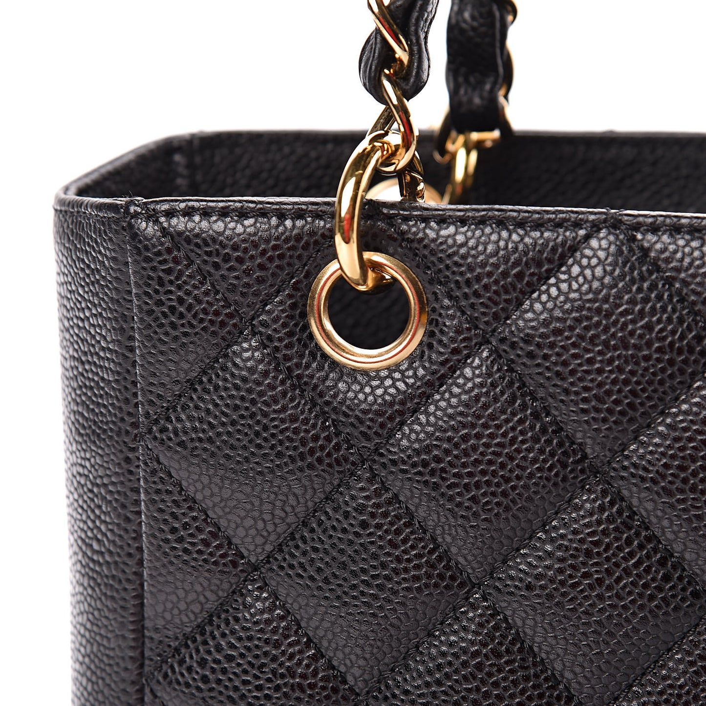 Caviar Quilted Petit Shopping Tote PST Black