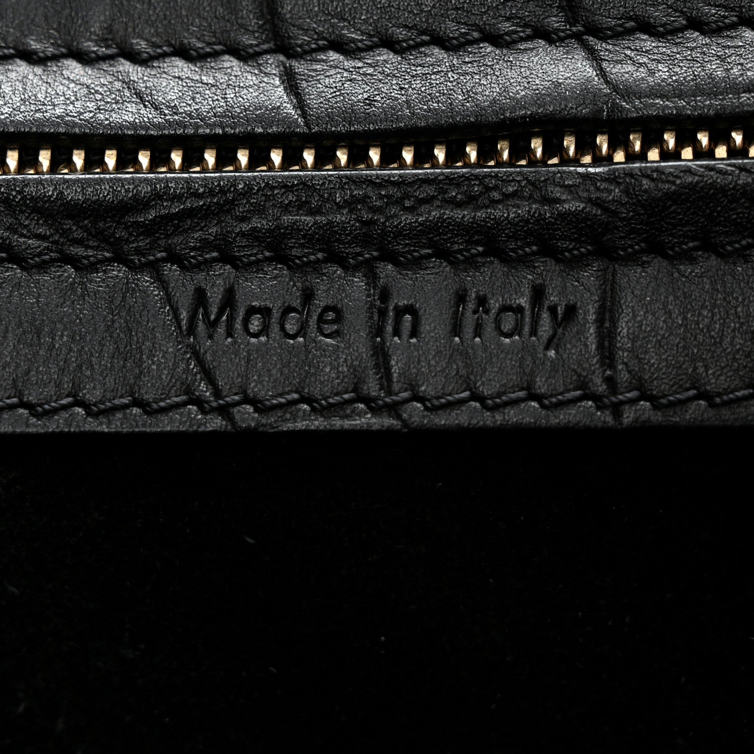 Celine Calfskin Crocodile Embossed Medium Phantom Luggage Black 7 of 14