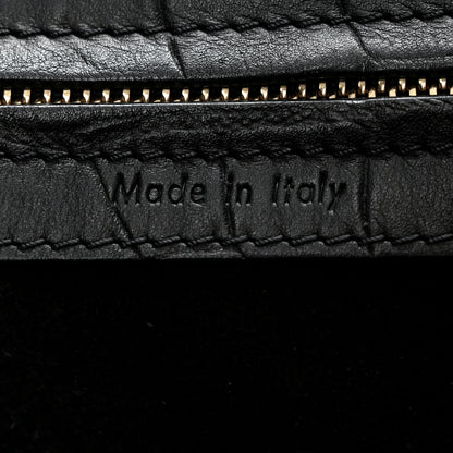 Celine Calfskin Crocodile Embossed Medium Phantom Luggage Black 7 of 14