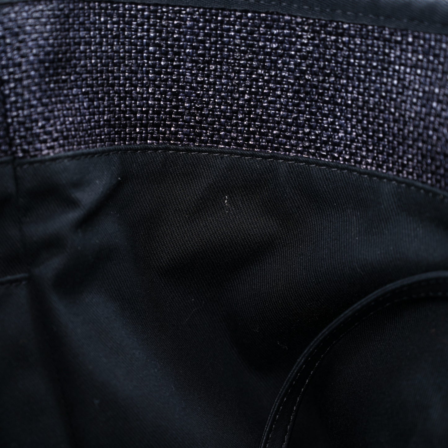 Woven Straw Raffia Medium Deauville Tote Black