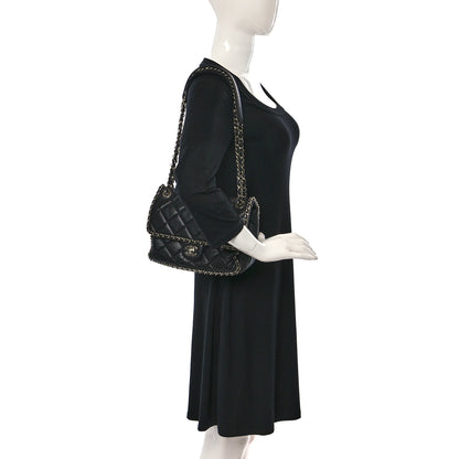 Chanel Crumpled Calfskin Medium Chain All Over Flap Black 2 of 9