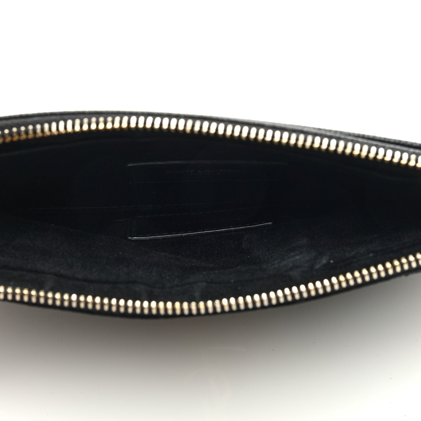 SAINT LAURENT Grain De Poudre Chevron Monogram Large Bill Pouch Black