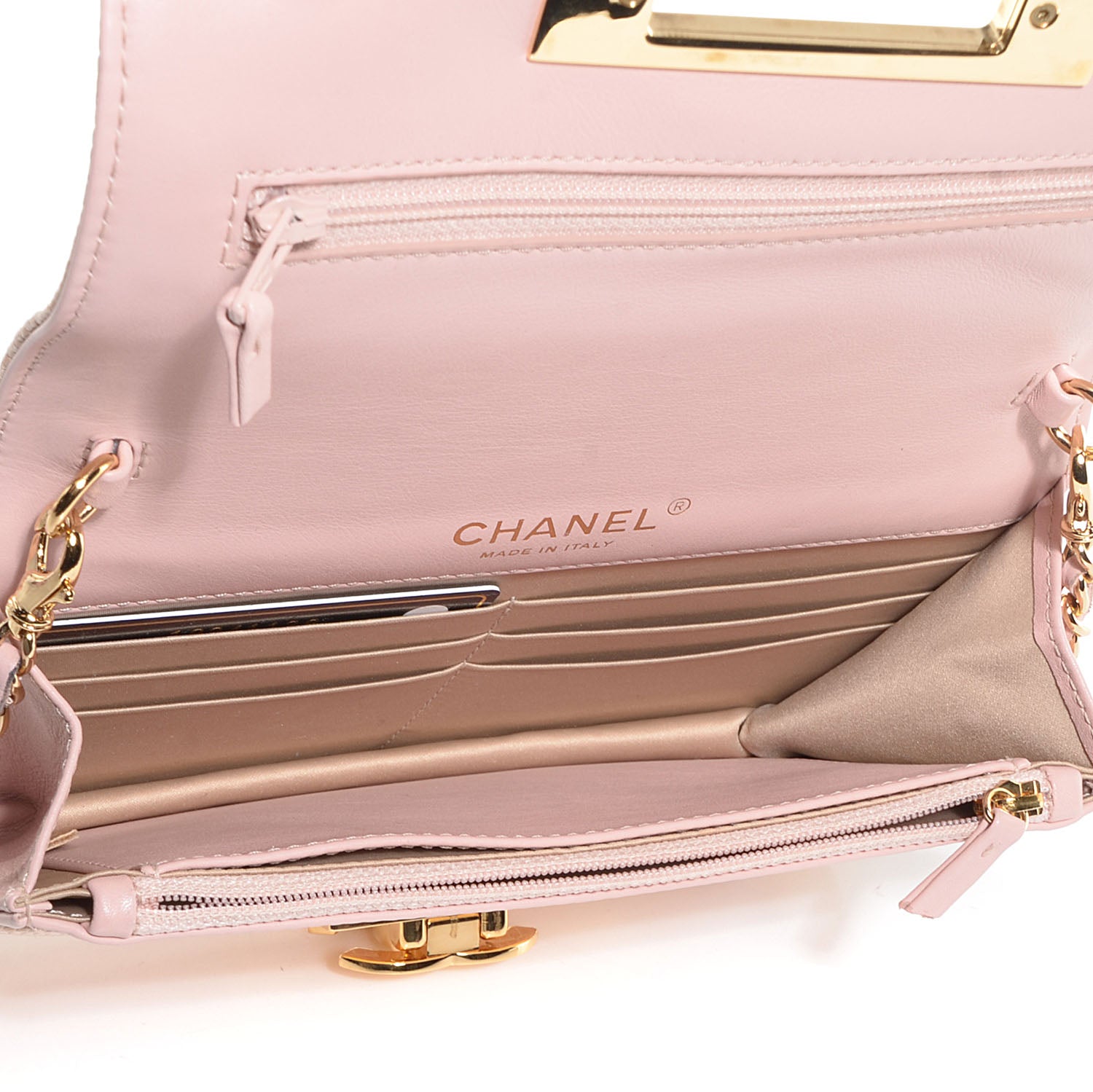 Chanel Lizard Golden Class Wallet on Chain WOC Light Pink 6 of 9