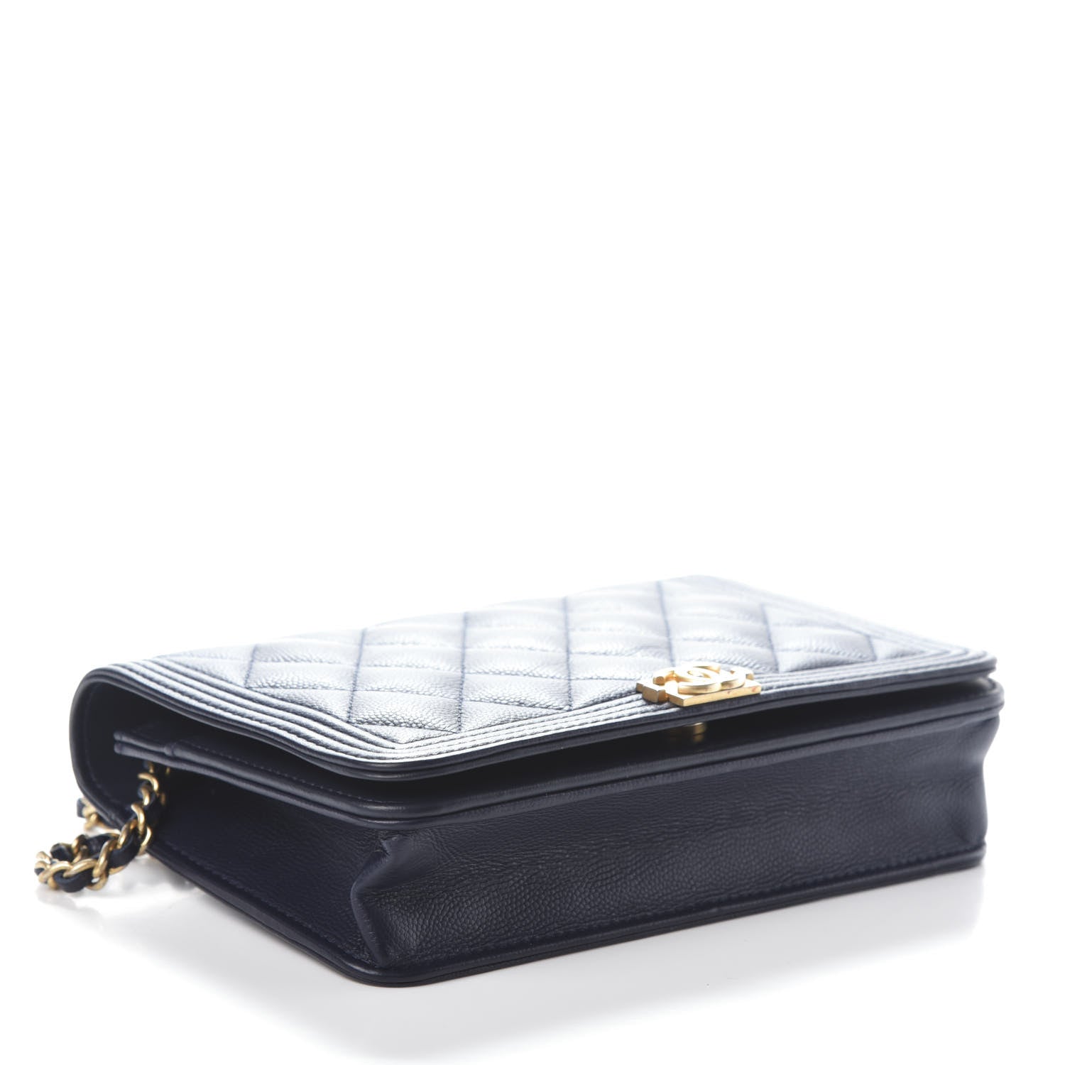 Chanel Caviar Quilted Boy Wallet On Chain WOC Navy 4 of 11