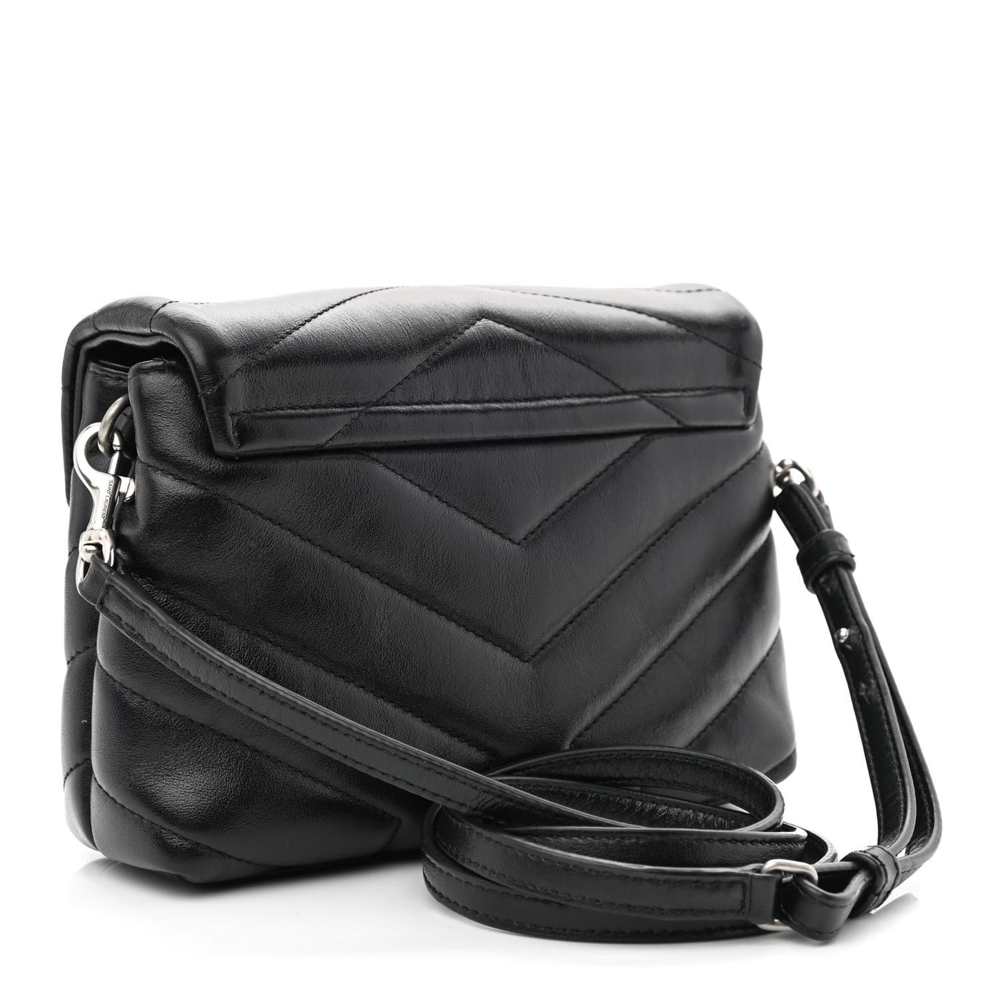 Calfskin Y Quilted Monogram Toy Loulou Crossbody Bag Black