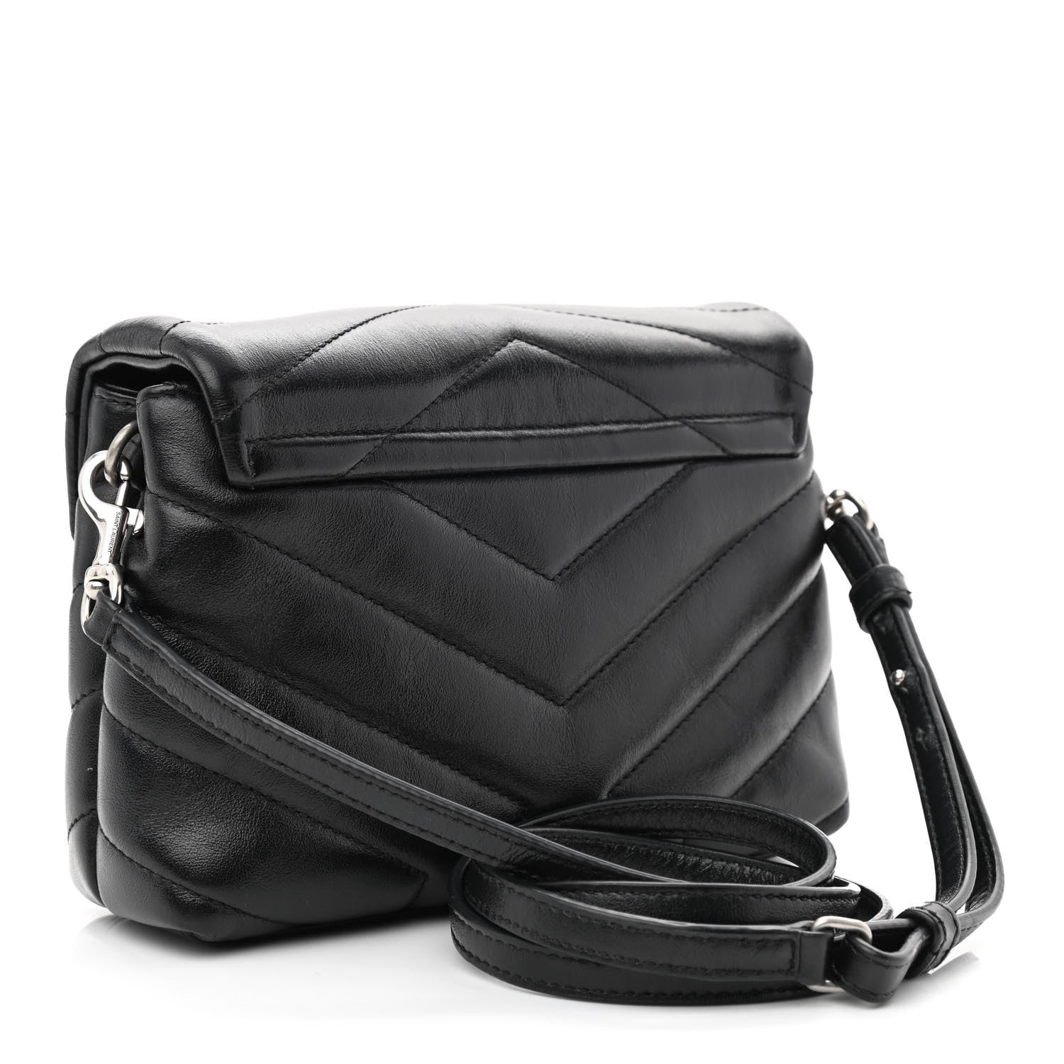 Saint Laurent Calfskin Y Quilted Monogram Toy Loulou Crossbody Bag Black 3 of 11