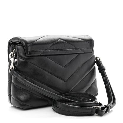 Saint Laurent Calfskin Y Quilted Monogram Toy Loulou Crossbody Bag Black 3 of 11