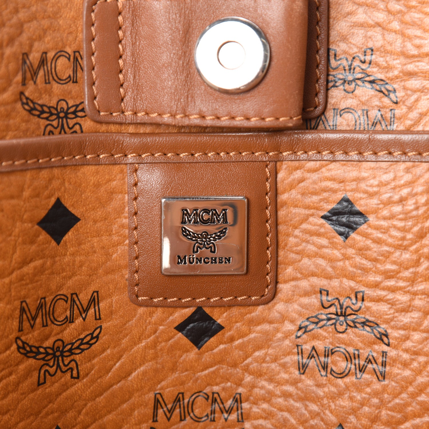 MCM Visetos Shopping Tote Cognac 7 of 10