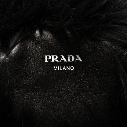 Prada Faux Fur Tote Black 7 of 9
