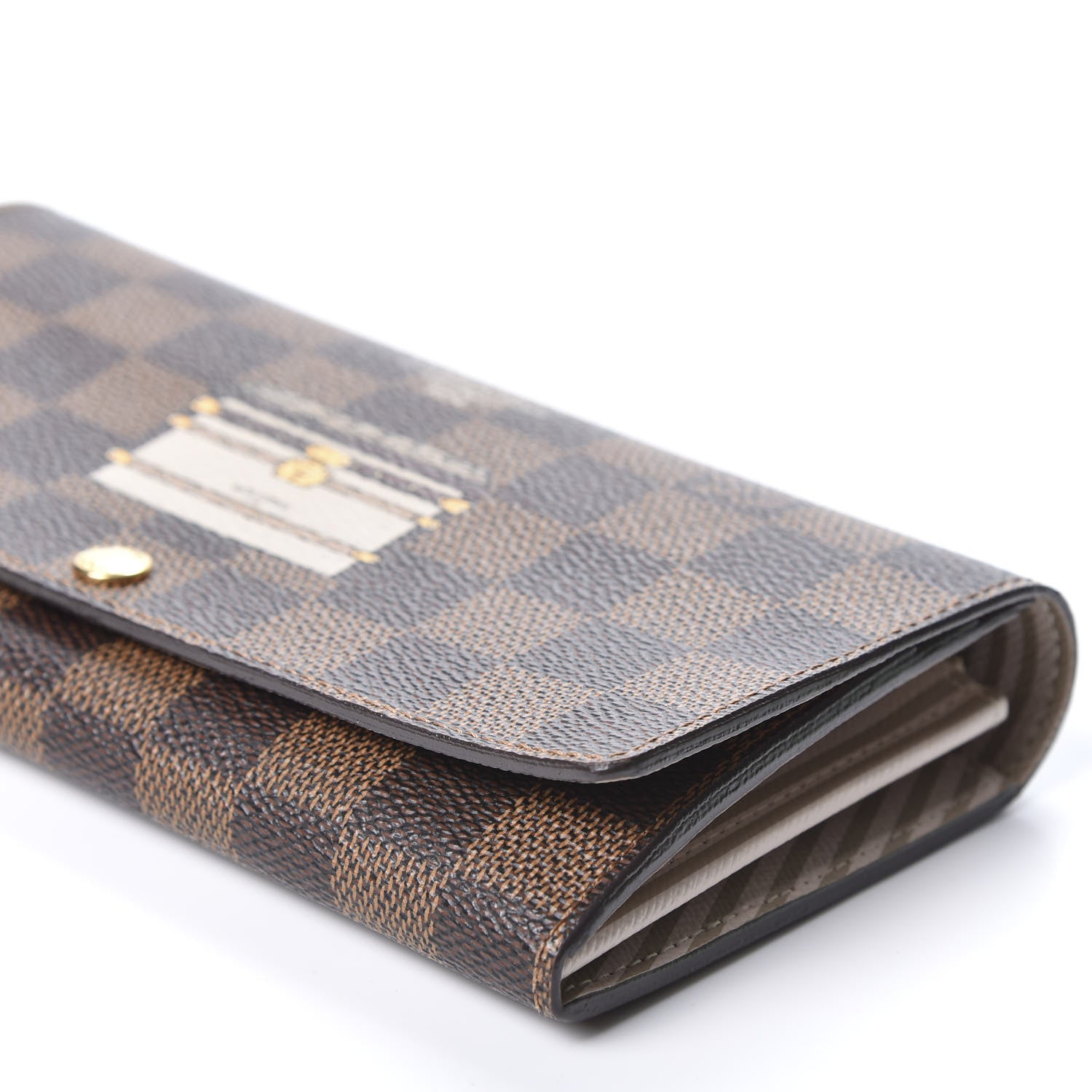 Louis Vuitton Damier Ebene Trunks and Locks Sarah Wallet 7 of 11