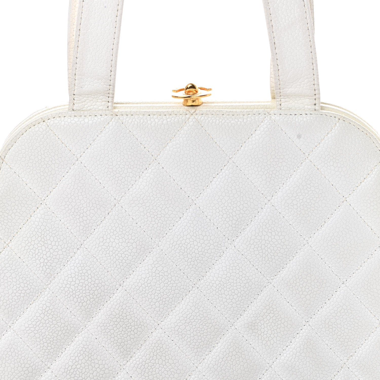 Chanel Caviar Quilted Kisslock Frame Bag White 9 of 18