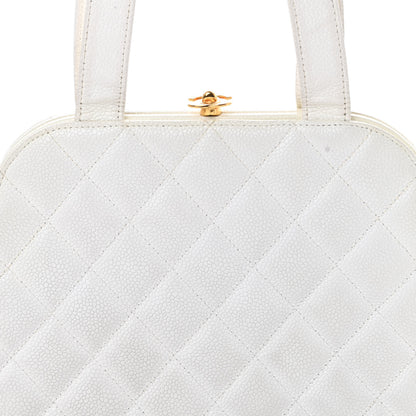 Chanel Caviar Quilted Kisslock Frame Bag White 9 of 18