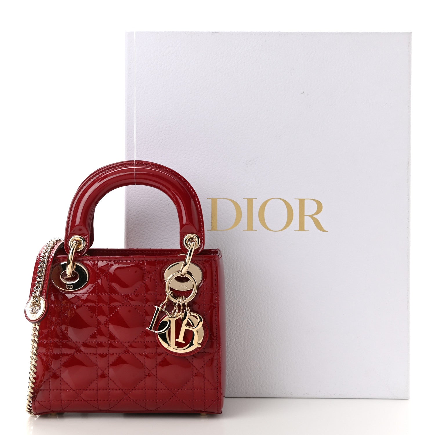 Christian Dior Patent Cannage Mini Lady Dior Red 11 of 11