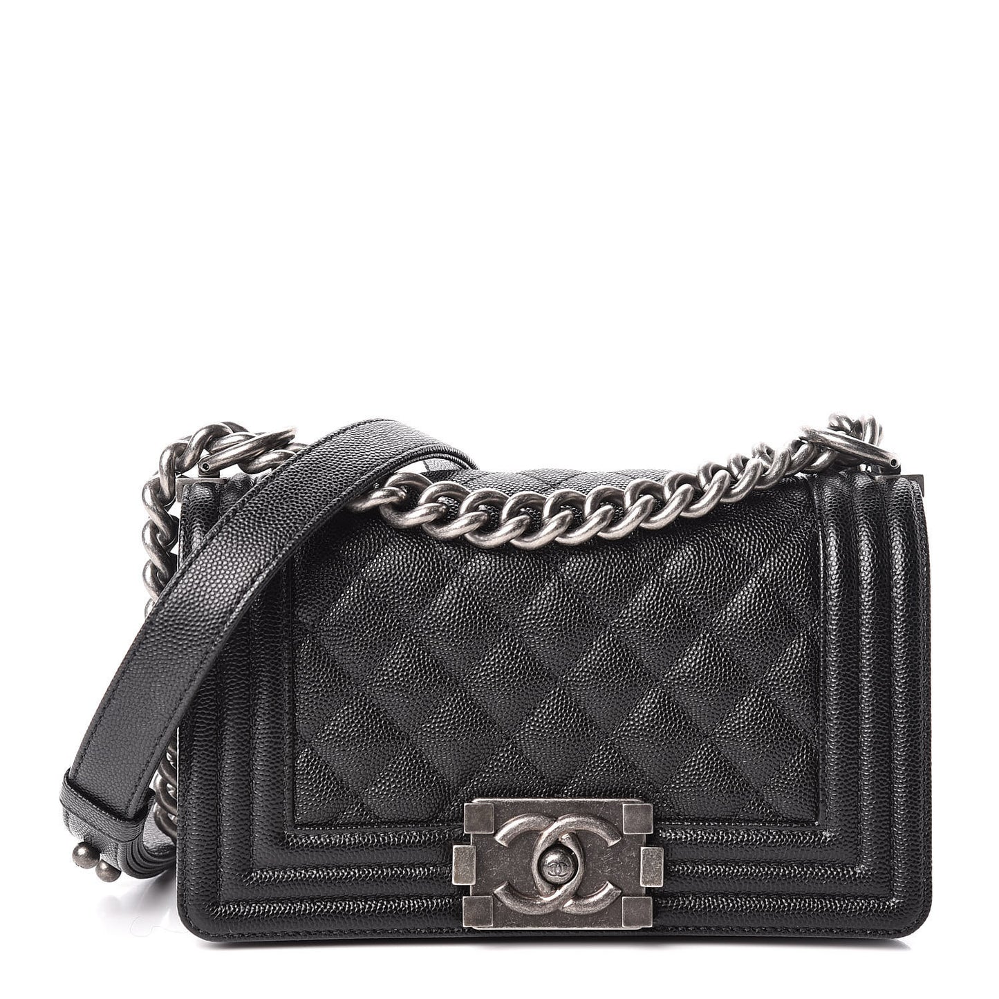 Caviar Quilted Small Boy Flap Black