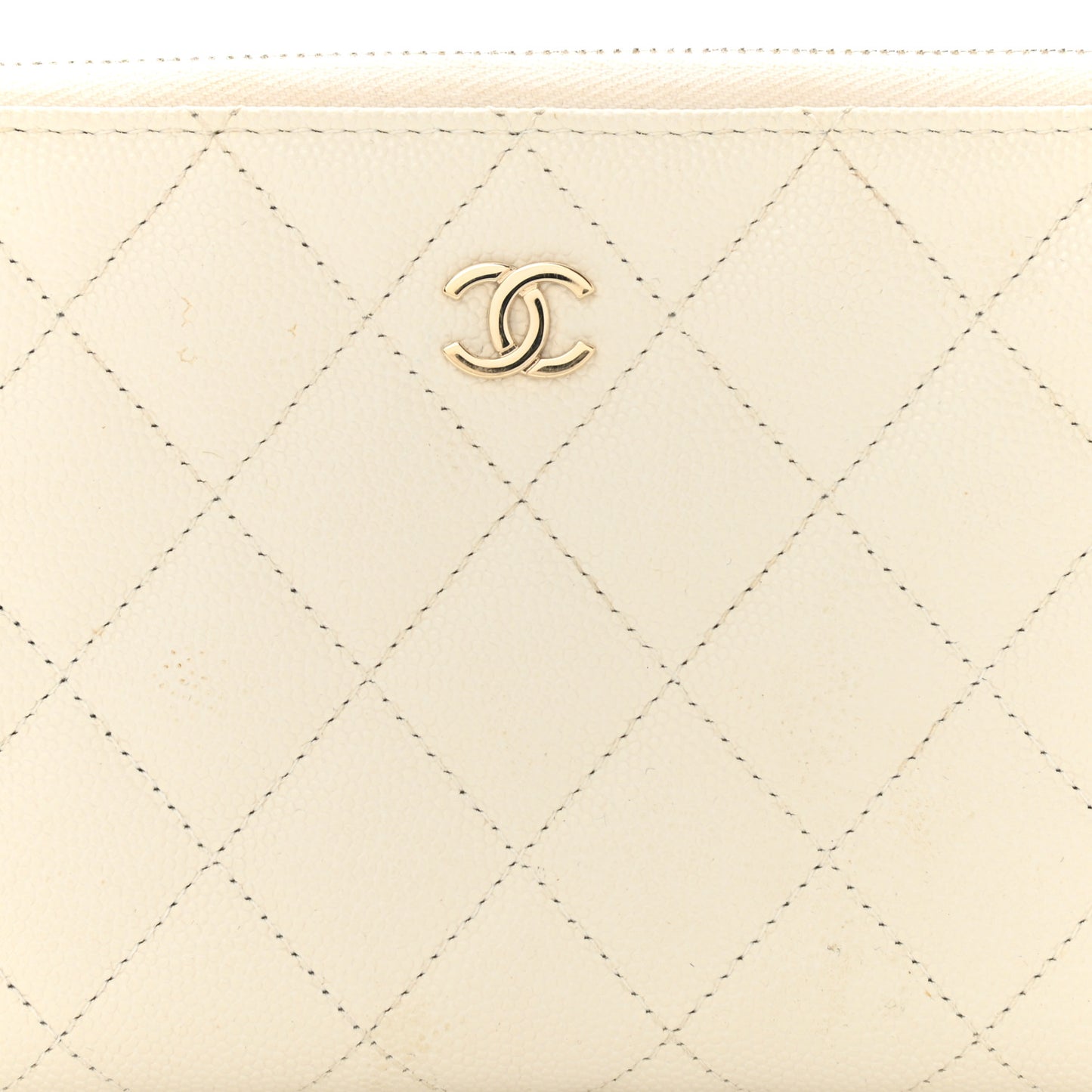 Caviar Quilted Large Gusset Zip Around Wallet White