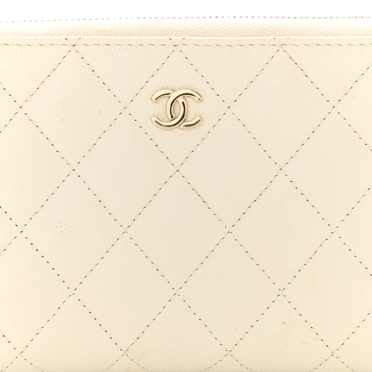 Chanel Caviar Quilted Large Gusset Zip Around Wallet White 8 of 10