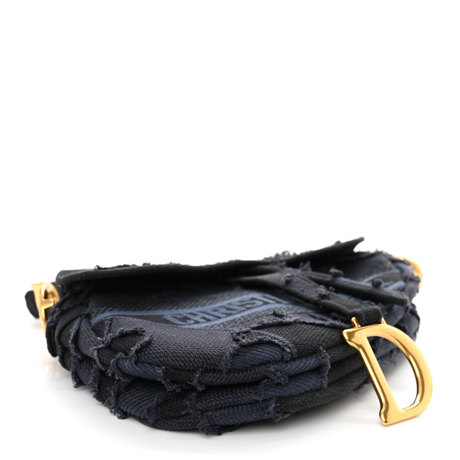 Christian Dior Canvas Embroidered Camouflage Saddle Bag Blue 4 of 11
