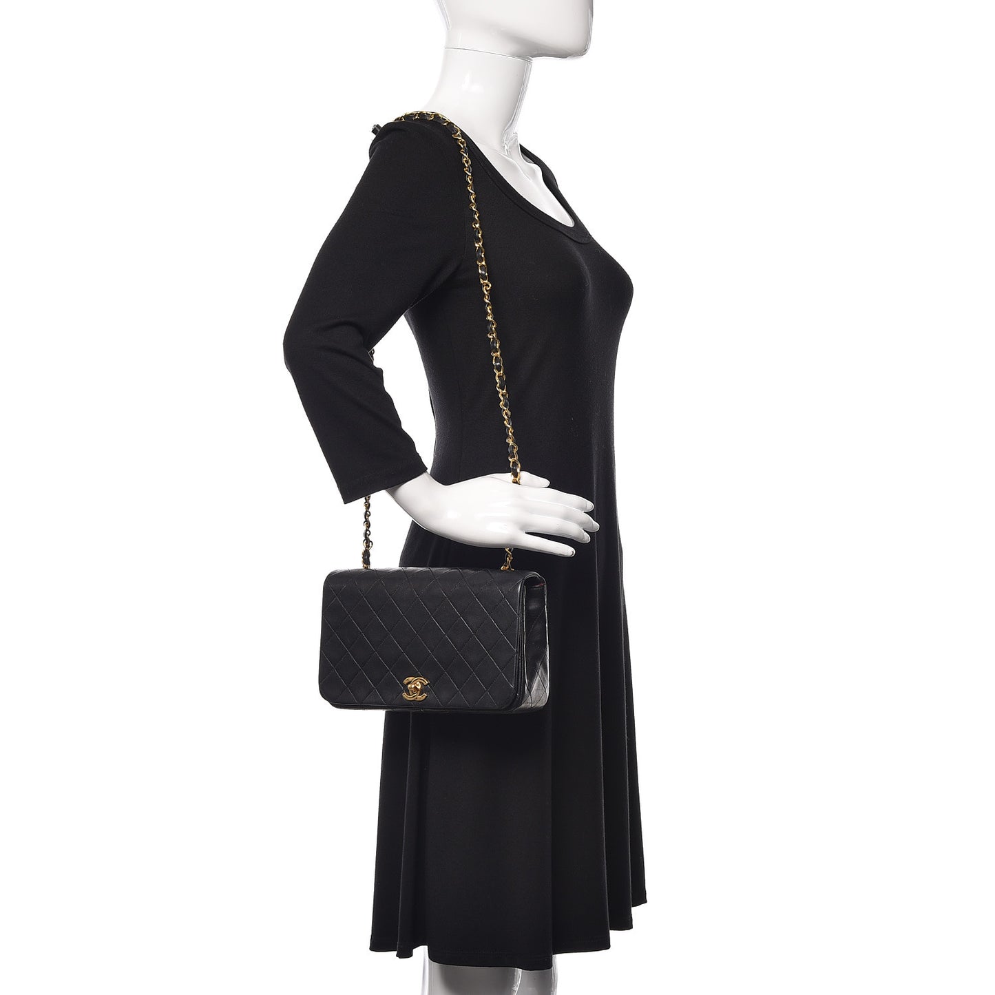 Lambskin Quilted Small Single Flap Black
