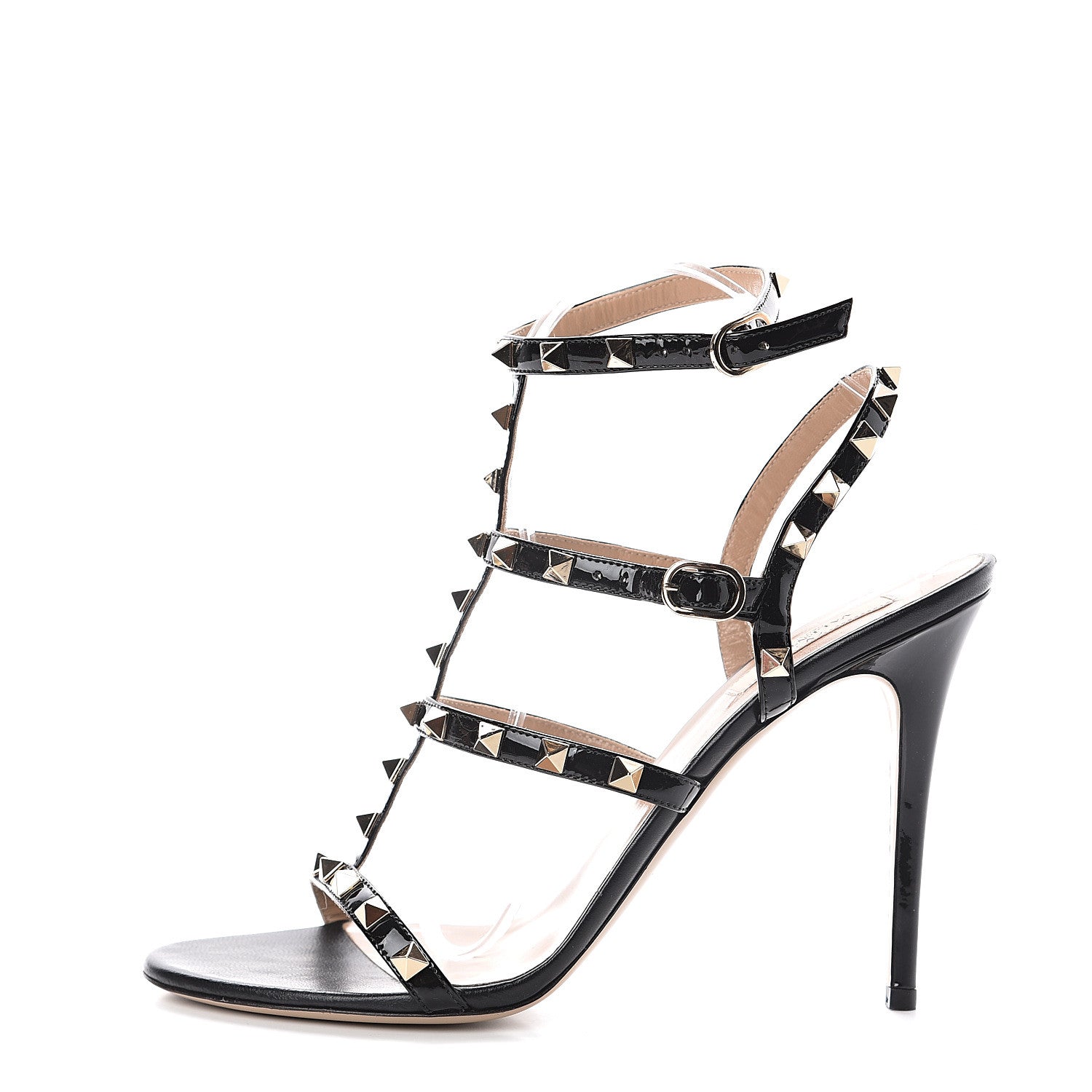 Valentino Garavani Patent Rockstud Gladiator 105mm Sandals 41 Black 1 of 7