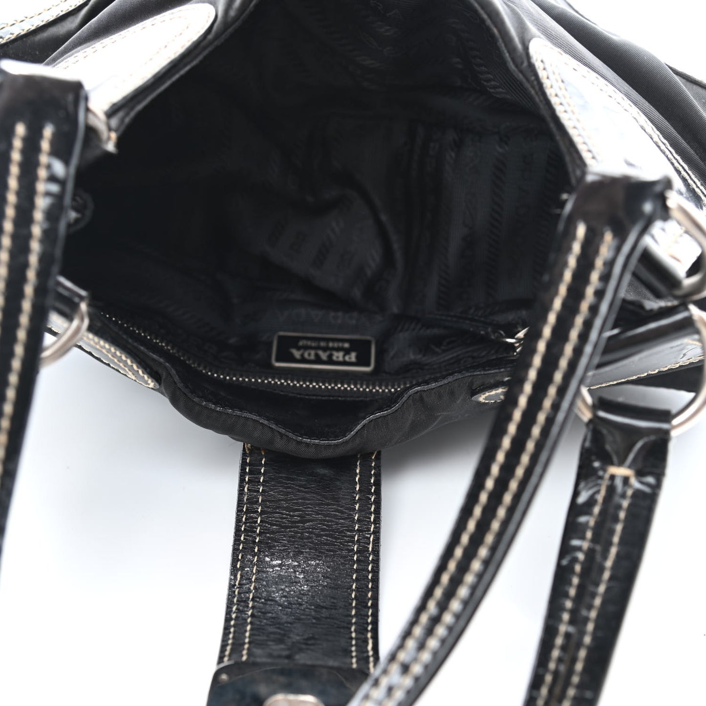 Tessuto Nylon Vernice Hobo Black