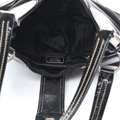 Prada Tessuto Nylon Vernice Hobo Black 5 of 11