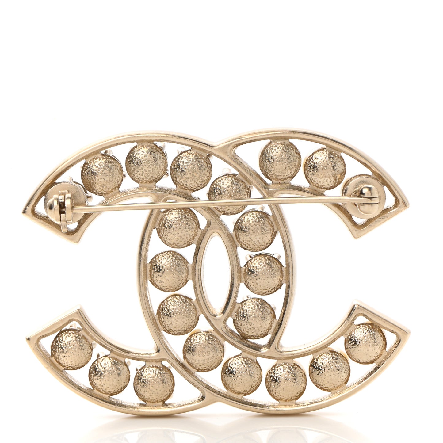 Pearl Crystal CC Brooch Gold Pearly White