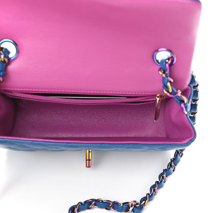 Chanel Lambskin Quilted Mini Rectangular Flap Blue Purple 5 of 9