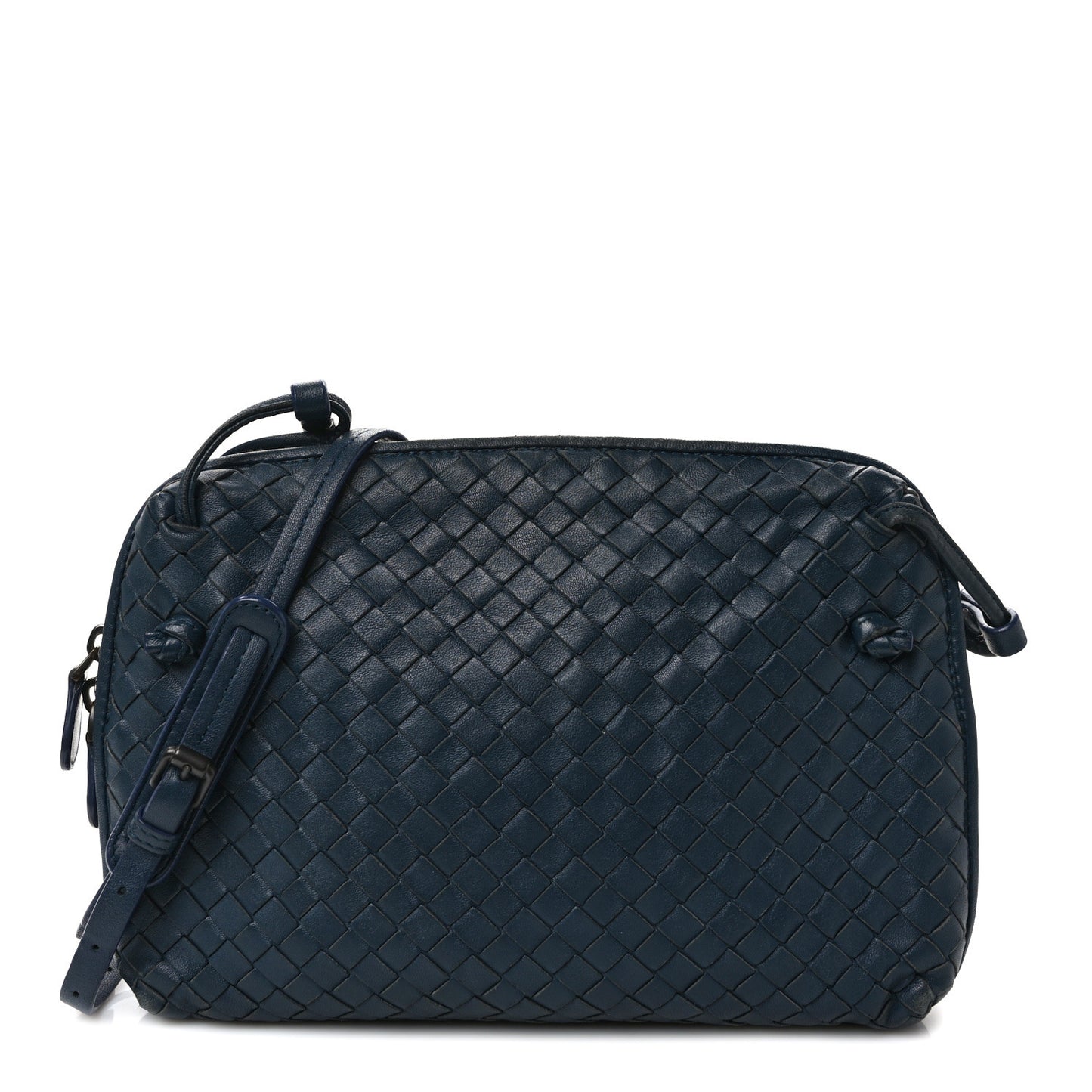 Nappa Intrecciato Nodini Crossbody Messenger Blue