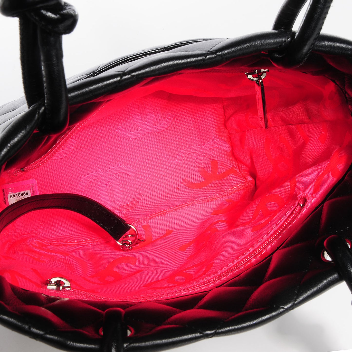 Calfskin Quilted Small Cambon Tote Black White