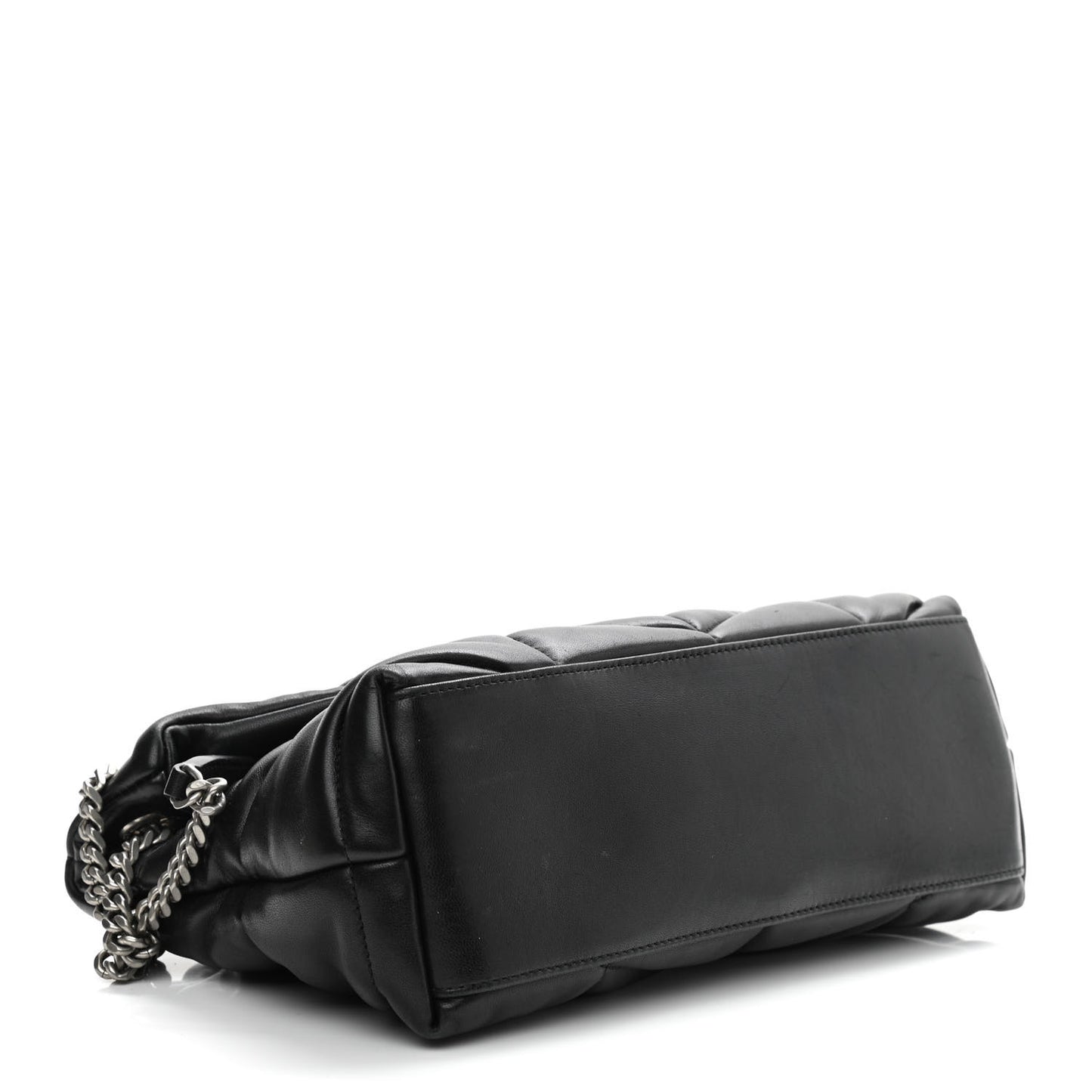 Lambskin Quilted Small Loulou Puffer Monogram Chain Satchel Black