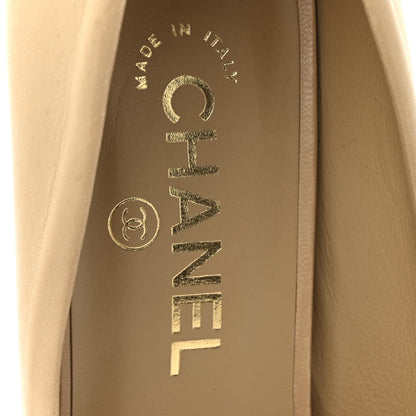 Chanel Calfskin Chain Peep Toe Wedge Pumps 39 Beige 9 of 19