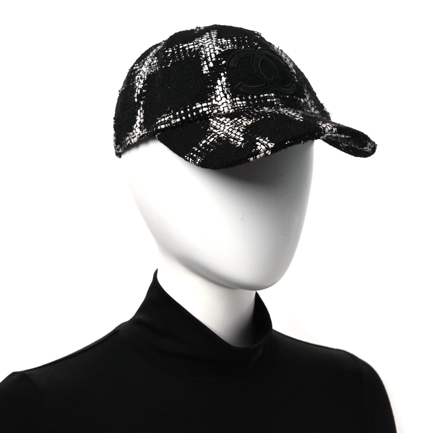 Chanel Tweed Cap Hat M Black White 2 of 10